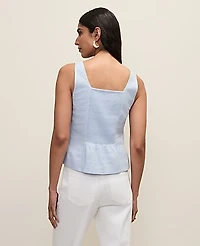 Ann Taylor Linen Blend Peplum Tank Top Women's