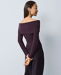Ann Taylor Petite Ribbed Off-The-Shoulder Sweater Women's