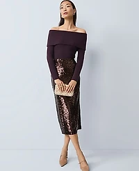 Ann Taylor Petite Ribbed Off-The-Shoulder Sweater Women's