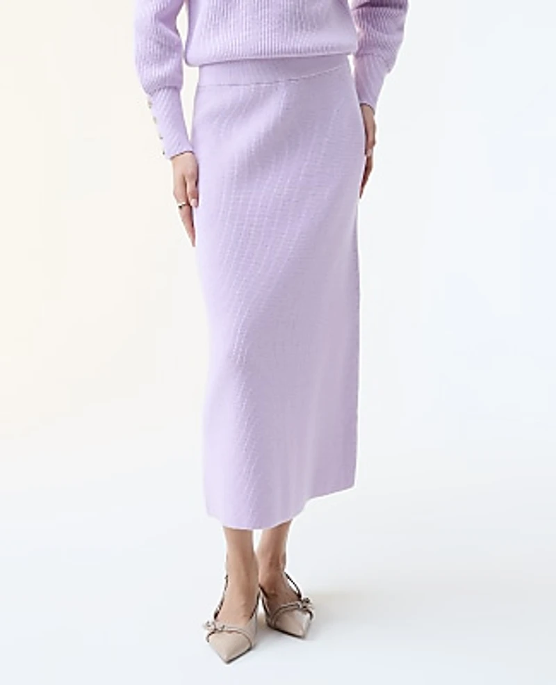 Ann Taylor Petite Ribbed Sweater Skirt Sunrise Lavender Women's
