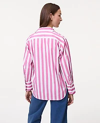 Ann Taylor Petite Weekend Striped Oversized Shirt Size Large Dusty Mauve Women's