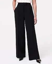 Ann Taylor The Petite Pleated Straight Pant Textured Crepe Women's