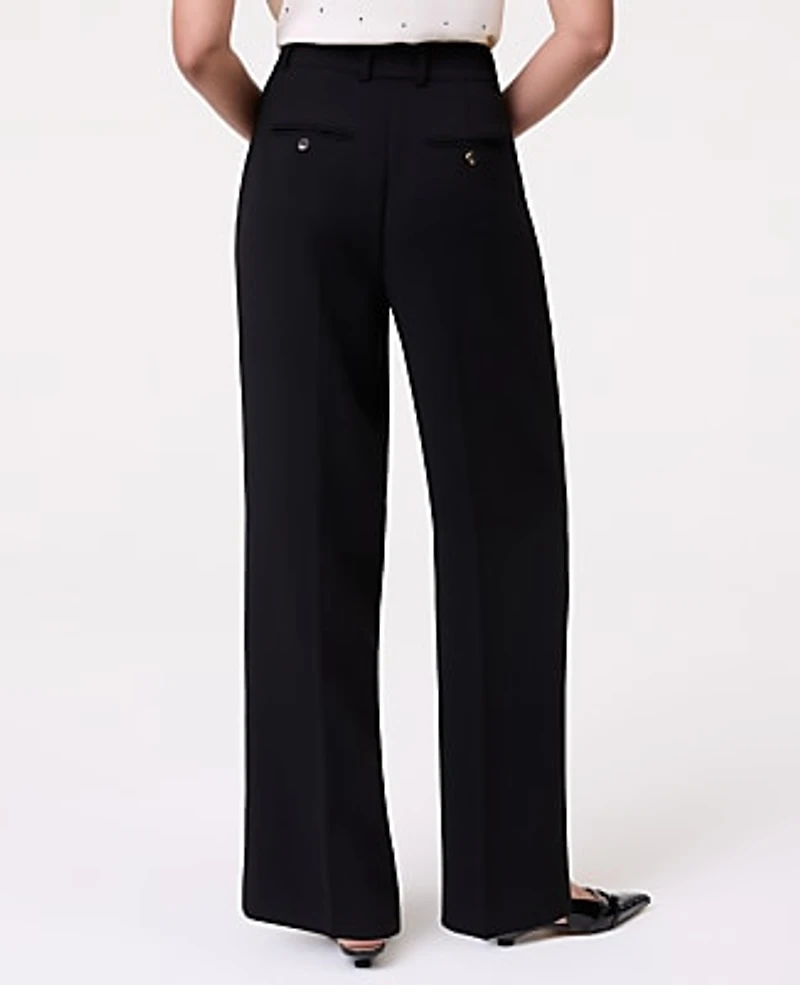 Ann Taylor The Petite Pleated Straight Pant Textured Crepe Women's