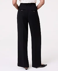 Ann Taylor The Petite Pleated Straight Pant Textured Crepe Women's