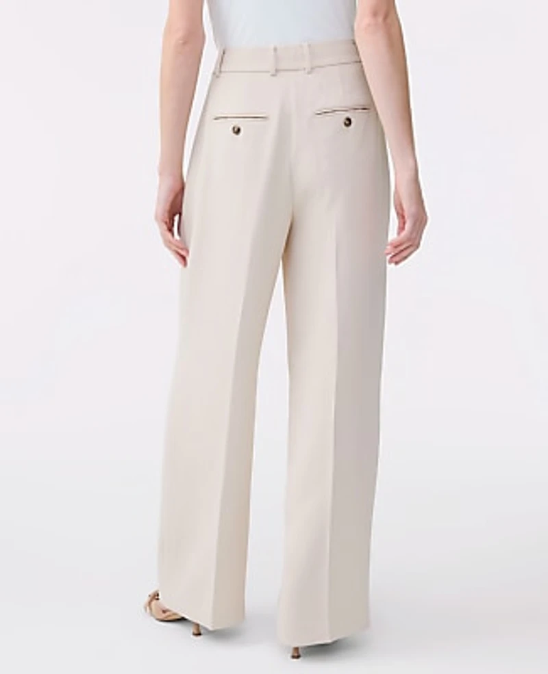 Ann Taylor The Petite Pleated Straight Pant Textured Crepe Women's