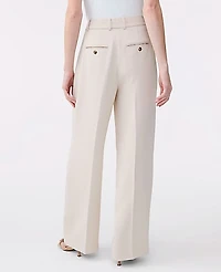 Ann Taylor The Petite Pleated Straight Pant Textured Crepe Women's