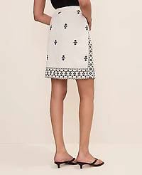 Ann Taylor Embroidered Easy Fit Skirt Winter White Women's