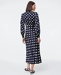 Ann Taylor Petite Satin Dotted Midi Dress Night Sky Women's