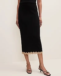 Ann Taylor Metallic Trim Sweater Midi Skirt Black Women's