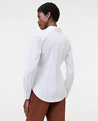 Ann Taylor Petite Tie Waist Button Down Shirt White Women's