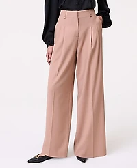 Ann Taylor The Petite Pleated Wide-Leg Pant Size 0 Weathered Oak Women's