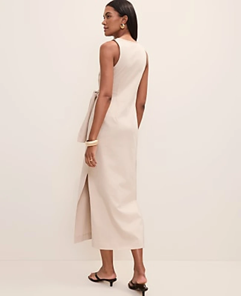 Ann Taylor Weekend Tie Waist Midi Dress Sail Cloth Women's