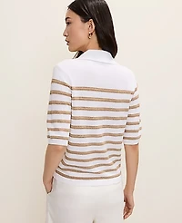 Ann Taylor Striped Polo Sweater White Women's
