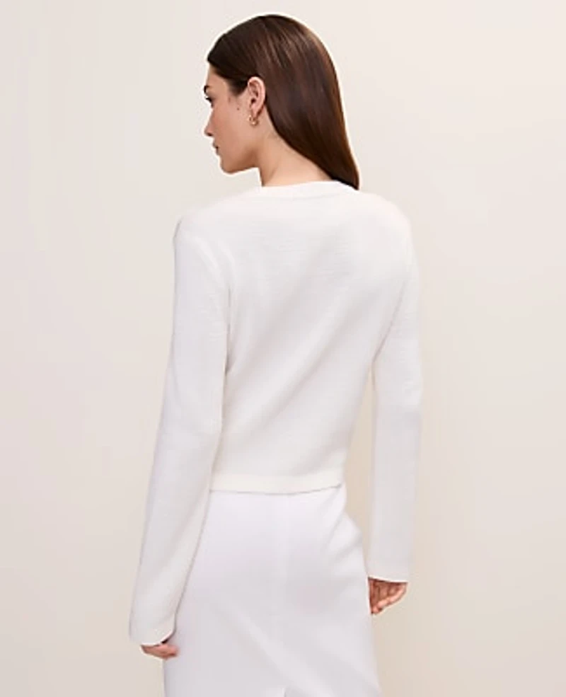 Ann Taylor Crew Neck Sweater Jacket Size 2XL Winter White Women's