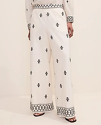 Ann Taylor The Embroidered Easy Palazzo Pant Winter White Women's