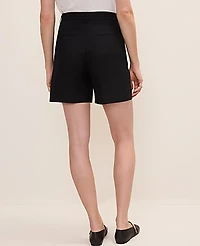 Ann Taylor The Pleated Bermuda Short Linen Blend Black Women's