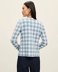 Ann Taylor Gingham Jacquard Sweater Jacket Women's