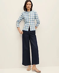 Ann Taylor Gingham Jacquard Sweater Jacket Women's