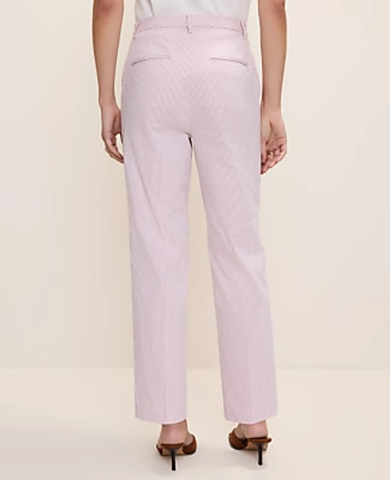 Ann Taylor The Ankle Pant Seersucker Pink/White Combo Women's