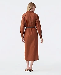 Ann Taylor Petite Belted Midi Shirtdress Tortoise Shell Brown Women's