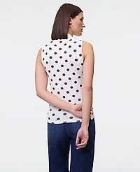 Ann Taylor Dotted Sleeveless V-Neck Top Tortoise Shell Women's