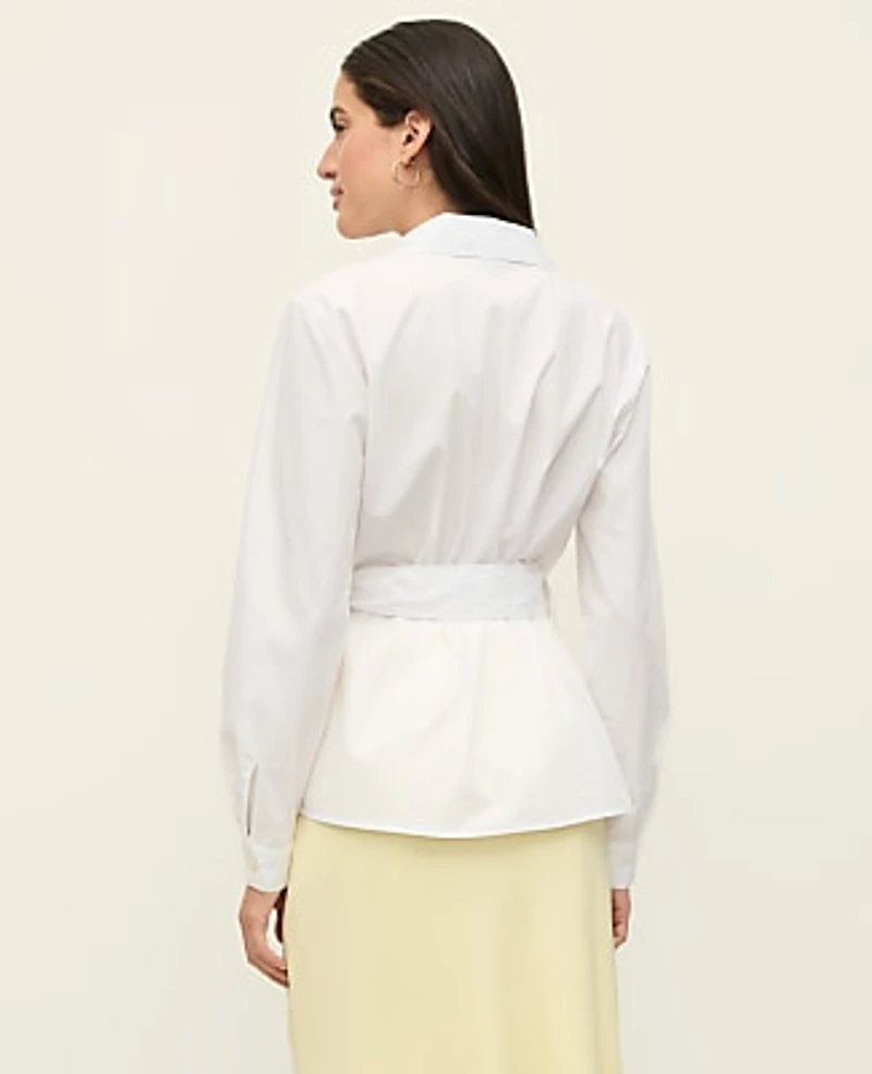 Ann Taylor Embellished Wrap Blouse White Women's