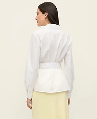 Ann Taylor Embellished Wrap Blouse White Women's