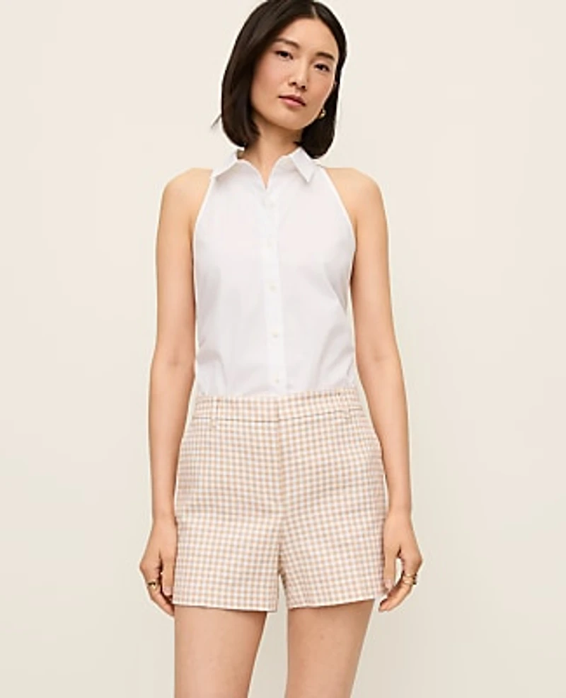 Ann Taylor The City Short Gingham Pale Sandalwood Women's