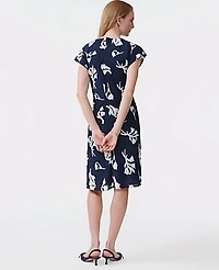 Ann Taylor Petite Floral Twist Dress Size 0 Night Sky Women's