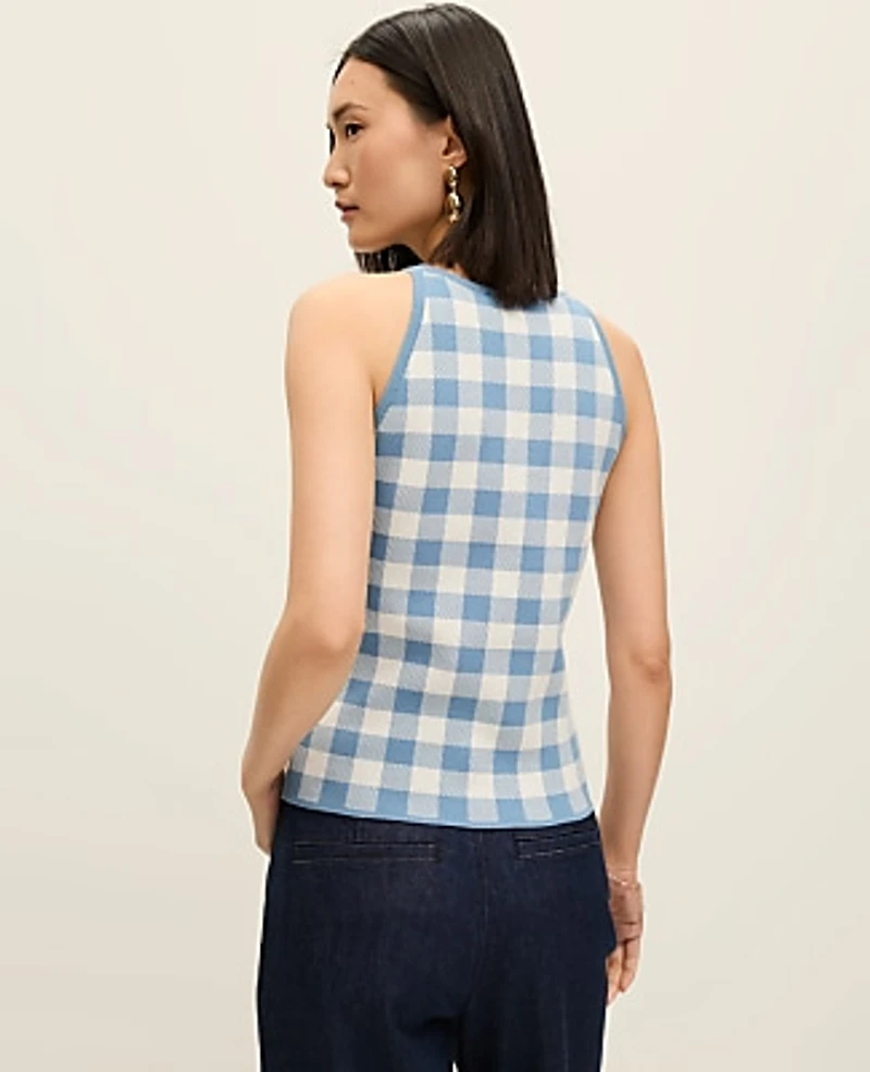 Ann Taylor Gingham Halter Shell Top Women's