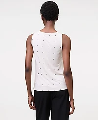 Ann Taylor Petite Dotted Mixed Media V-Neck Shell Top Feather Women's