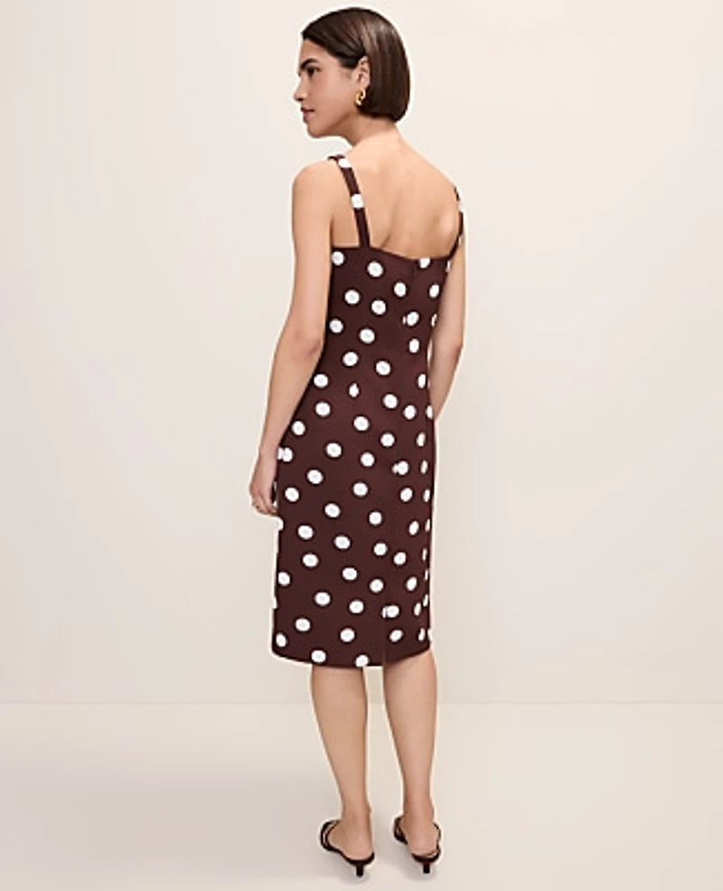 Ann Taylor Polka Dot Square Neck Sheath Dress Rich Walnut Women's