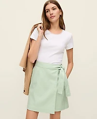 Ann Taylor Weekend Belted Wrap Effect Skirt Size 14 Aqua Foam Women's