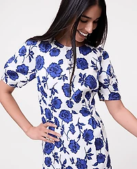 Ann Taylor Petite Floral Blend Midi Dress Electric Periwinkle Women's