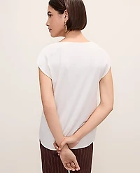Ann Taylor Mixed Media Cowl Neck Top Winter White Women's