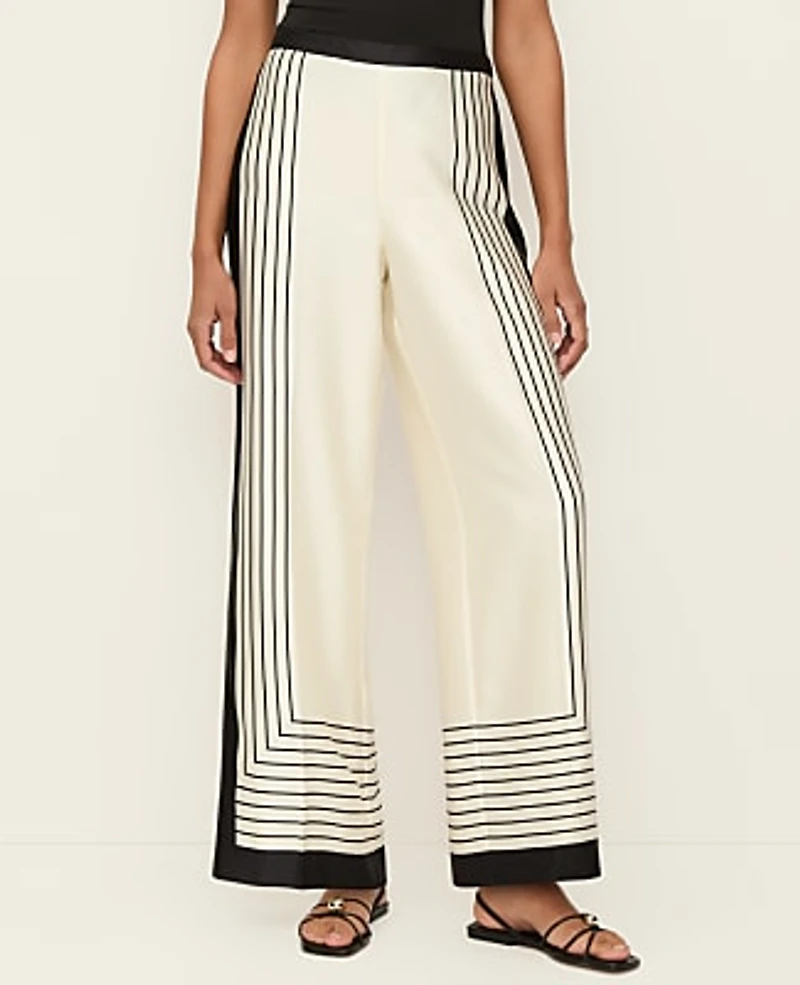 Ann Taylor The Pleated Satin Wide-Leg Pant Size 6 Winter White Women's