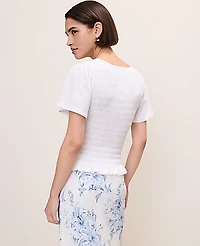 Ann Taylor Smocked Ruffle Top Women's
