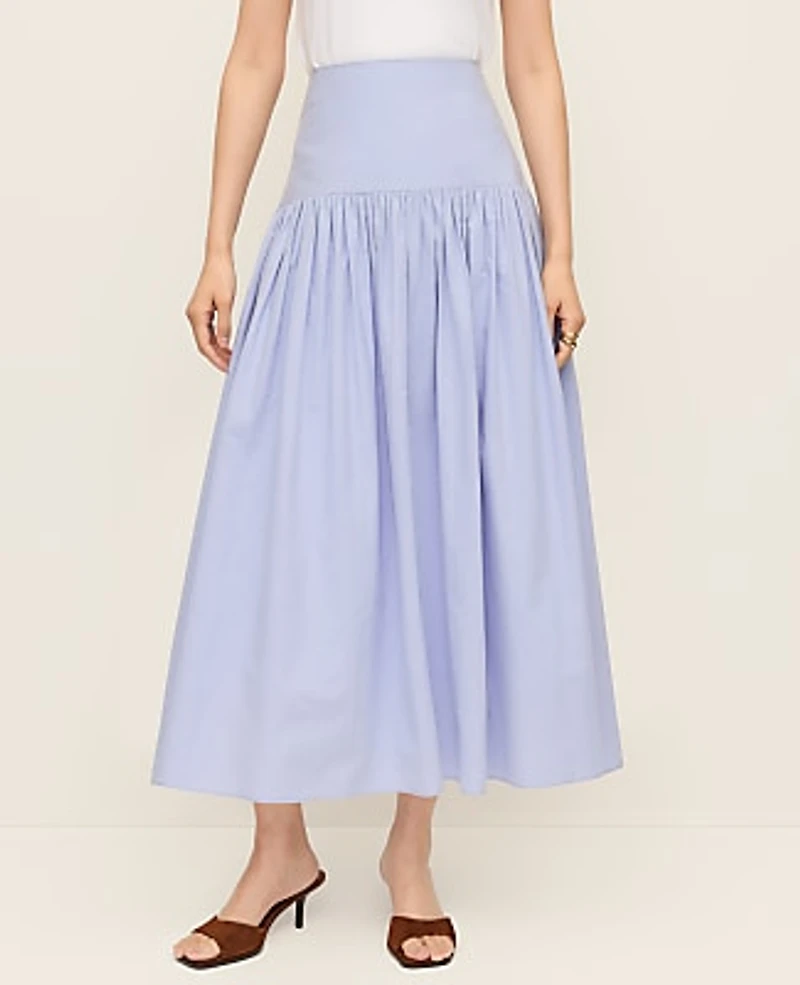 Ann Taylor Gathered Maxi Skirt Blue Hydrangea Women's