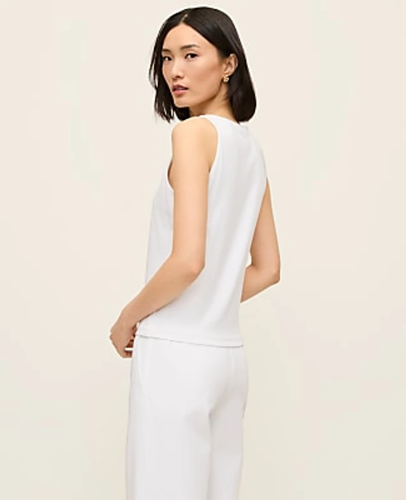 Ann Taylor Crew Neck Halter Tank Top White Women's