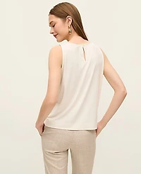 Ann Taylor Petite Mixed Media Gathered Sleeveless Top Women's