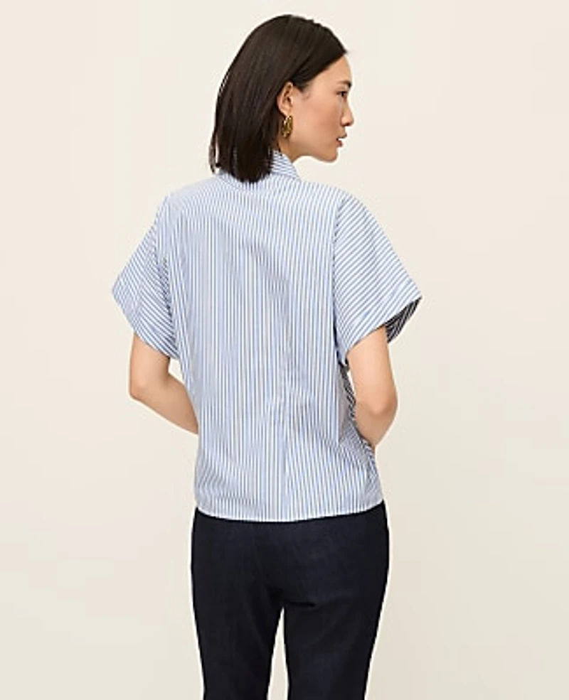 Ann Taylor Striped Tie Waist Shirt Size XL Cool Cascades Women's