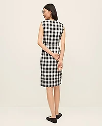 Ann Taylor Petite Gingham Column Midi Dress Size 12 Black - Ww Women's