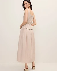 Ann Taylor Belted Flare Midi Dress Sail Cloth Women's