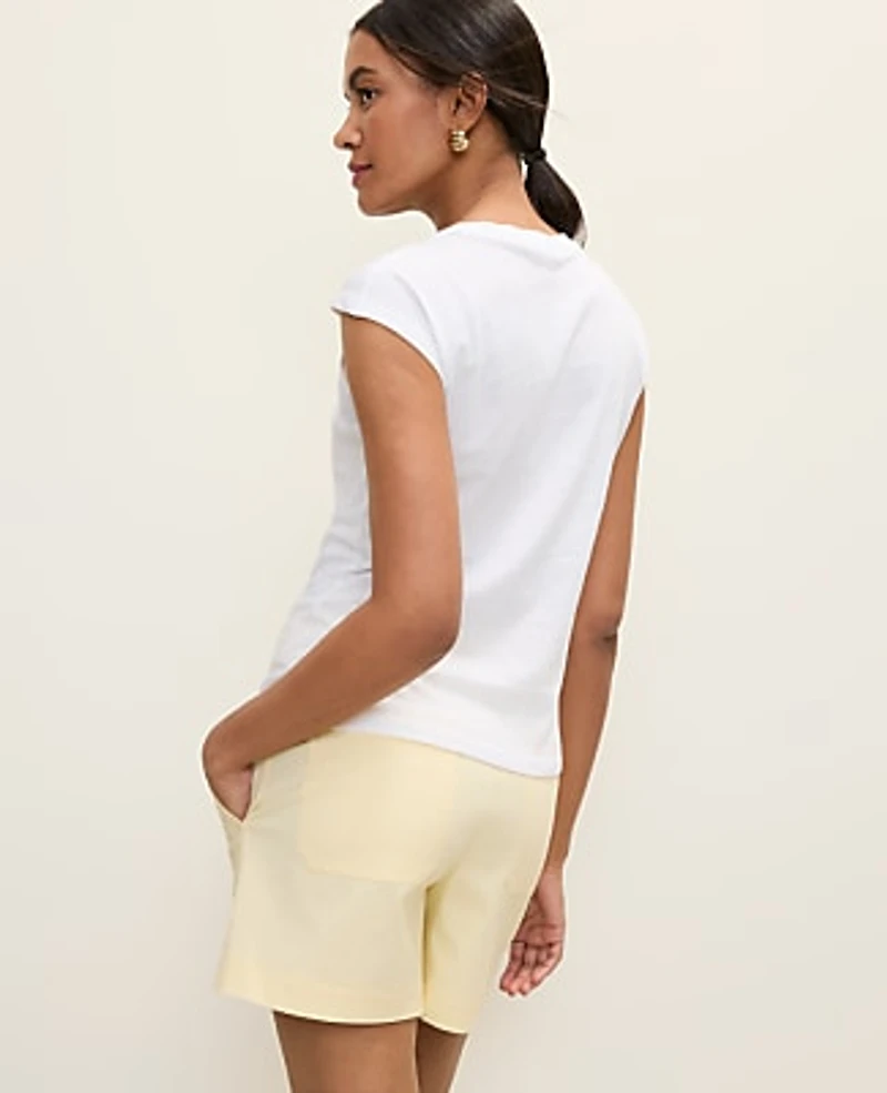 Ann Taylor Petite Weekend Asymmetric Twist Shoulder Top Size Large White Women's