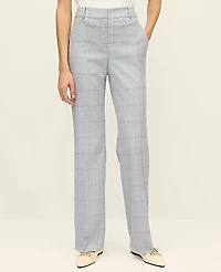 Ann Taylor The Petite Mid Rise Trouser Plaid Blue/White Combo Women's
