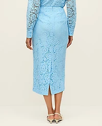 Ann Taylor Petite Lace Column Midi Skirt Size 2 Blue Air Women's