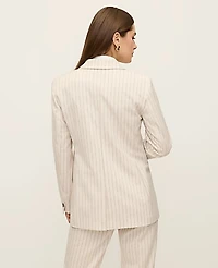 Ann Taylor The Petite Crosby Blazer in Pinstripe Size 12 Cream Multi Pinstripe Women's