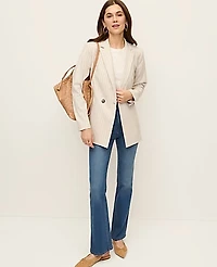 Ann Taylor The Petite Crosby Blazer in Pinstripe Size 12 Cream Multi Pinstripe Women's