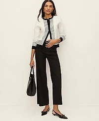 Ann Taylor Striped Jacquard Ann Cardigan Size XL White/Black Combo Women's
