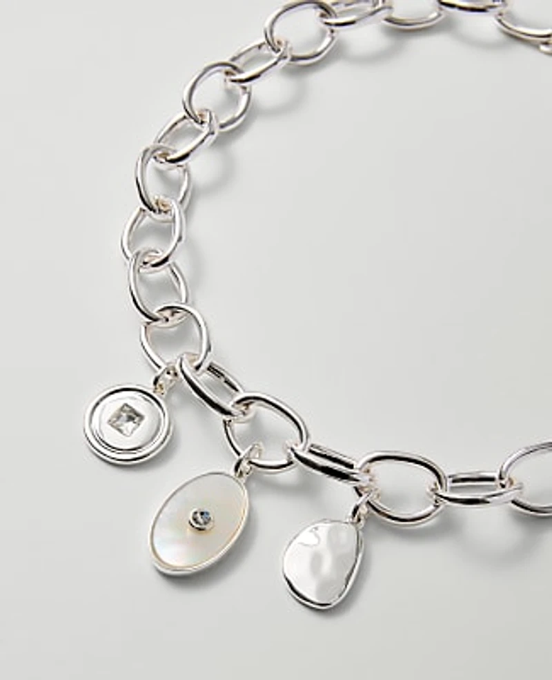 Ann Taylor Charm Necklace Silvertone Women's